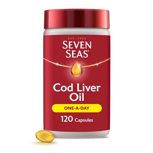 Seven Seas Omega-3 Fish Oil Plus Cod Liver Oil One-a-Day 120 Capsules