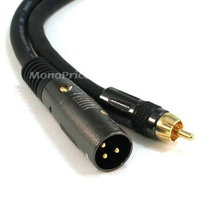 Monoprice Premier Series XLR Male to RCA Male Cable Gold Plated Connectors | 16AWG Shielded Twisted Pair Oxygen-Free Copper Braid Conductors