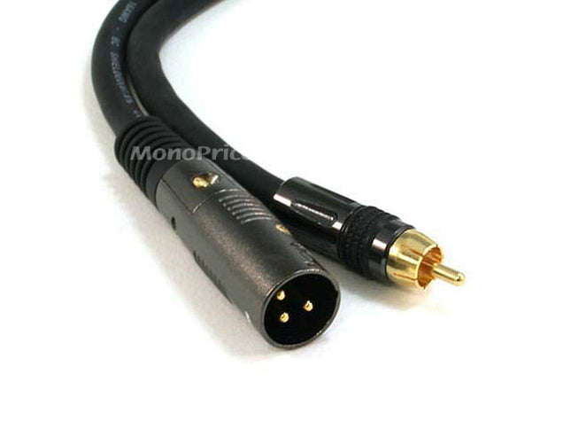 Cable Monoprice Premier Series XLR Macho a RCA Macho con Conectores Chapados en Oro | Conductores de Cobre sin Oxígeno Trenzado de Par Trenzado Apantallado de 16AWG