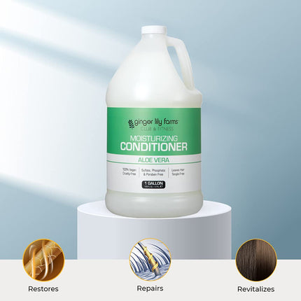 Ginger Lily Farms Club & Fitness Aloe Vera Moisturizing Conditioner, 100% Vegan, Paraben, Sulfate, Phosphate, Gluten & Cruelty-Free, 1 gallon