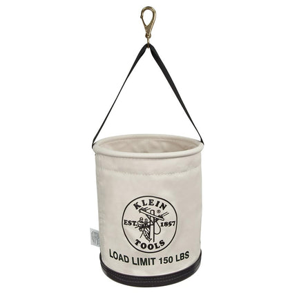 KLEIN TOOLS 5109SLR Canvas Bucket, All-Purpose Tool Bucket with Plastic Bottom with Drain Holes, Load Rated Up to 150-Pounds