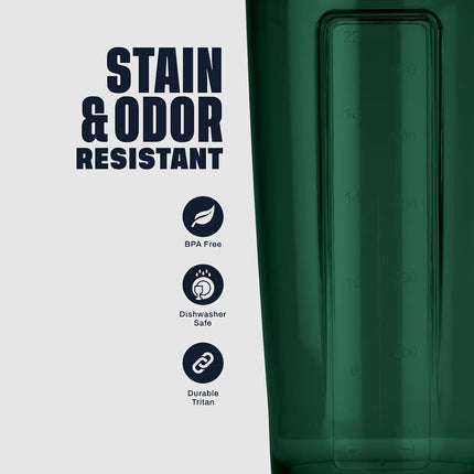 Bouteille shaker BlenderBottle Pro Series, idéale pour les shakes protéinés et les pre-workouts, 700 ml, verte