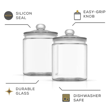 JoyJolt Elegant Cookie Jar. 2 Large Glass Jar With Glass Lid. Cookie Jars for Kitchen Counter with Lids, Candy Jar, Decorative Apothecary Jar, Large Canisters, Half Gallon Glass Jar with Lid Airtight