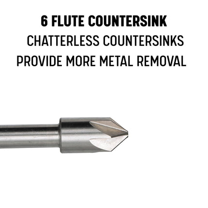 Drill America DEWCHAT Series High-Speed Steel Chatterless Countersink, 6 Flute, 1/4" Shank Diameter, 5/16" Size, 90 Degrees Angle (Pack of 1)