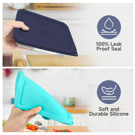 Sophico 3 Cup Rectangle Silicone Storage Cover Lids Replacement for Pyrex 7210-PC Glass Bowls, Container not Included (NAVY BLUE, 2 Pack)