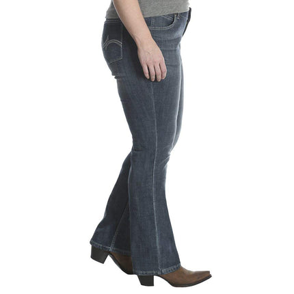 Wrangler Women's Plus Mid Rise Straight Jean, Medium Blue, M