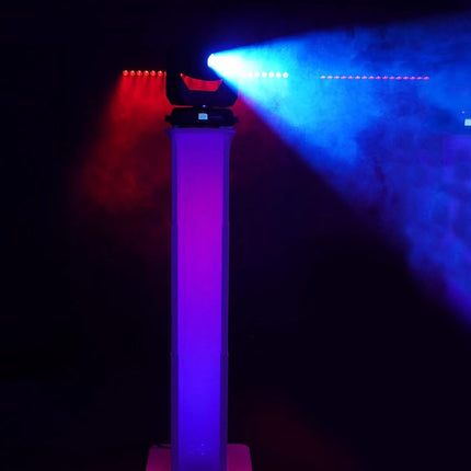 Rockville RTP-GO Portable Collapsible DJ Totem Stand, 132 lbs Capacity, Adjustable 39-70in Height, Black/White Scrims, Travel Bag, Cable Management, for Mobile DJs and Event Lighting