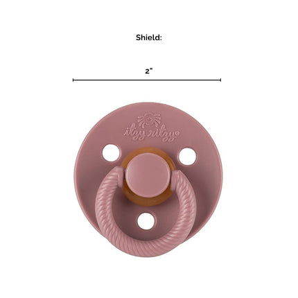 Chupetes de caucho natural Itzy Ritzy, juego de 2 - Chupetes de caucho natural para recién nacidos con tetina en forma de cereza y orificios de ventilación grandes para mayor seguridad; Juego de 2 en Blossom y Rosewood, edades de 0 a 6 meses