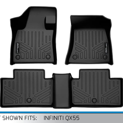 SMARTLINER Tapis de Sol Noir toutes Saisons sur Mesure pour 2 Rangées, Compatible avec Infiniti QX55 2022-2023 / Infiniti QX50 2019-2020
