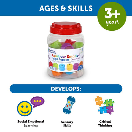 Learning Resources Emotion Fidget Poppers Classroom Set - Social Emotional Classroom Learning Activities for Kids Ages 3+, Montessori Calming Toys, Birthday Gifts for Boys and Girls