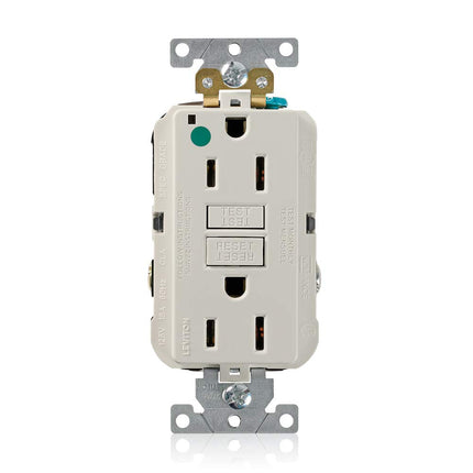 Leviton GFNT1-HGT 15A-125V Extra-Heavy Duty Hospital Grade Non-Tamper-Resistant Duplex Self-Test GFCI Receptacle, Light Almond, 15-Amp