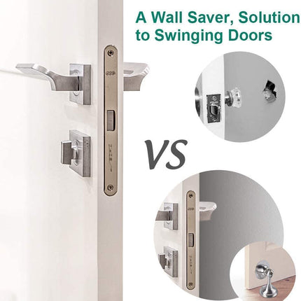 Magnetic Door Stops, Wall Mount Magnetic Door Stoppers Brushed Stainless Floor Heavy Duty Soft-Catch Magnet Door Holder Protector, Magnetic Doorstops for Bottom of Door, Silver