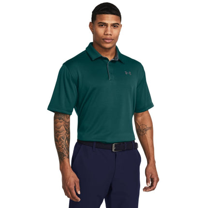 Polo de golf Under Armour Tech para hombre, (449) Hydro Teal / / Pitch Gray, XS