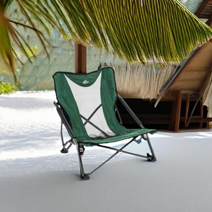 Cascade Mountain Tech Camping Chair - Low Profile Folding Chair for Camping, Beach, Picnic, Barbeques, Sporting Event with Carry Bag, Black
