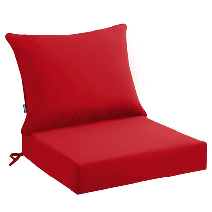 PatioGlow Outdoor Seat Cushion Set 22 x 22 x 4 Inch, Waterproof & Fade Resistant Patio Furniture Cushions with Removable Cover and Ties, Thick Deep Seating Pads for Outside Chair Sofa Couch, Red