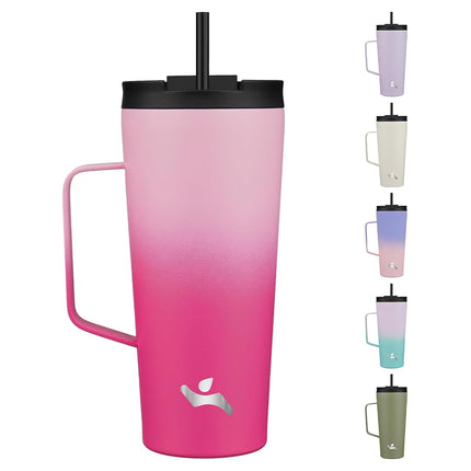 Konokyo Insulated Tumbler with Handle and Straw, 22 OZ Travel Coffee Mug Stainless Steel Cup Metal Water Bottle,Cherry