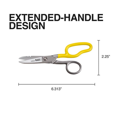 Stainless Steel Scissors, Electrician Free Fall Snips KLEIN TOOLS 2100-8, Yellow/Silver