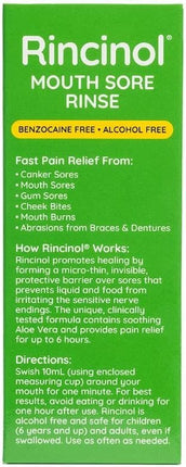 Canker-X Rincinol Oral Rinse Mouthwash, Quick Pain Relief from Canker Sores, Mouth Burns & More, Benzocaine Free & Alcohol Free Mouthwash, Adults & Kids 6+ Years, 4.0 Fl. Oz.
