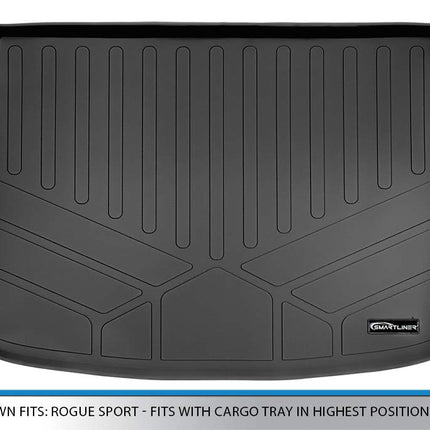 SMARTLINER All Weather Cargo Liner Floor Mat Black for 2017-2018 Nissan Rogue Sport - Liner fits with Cargo Tray in Highest Position (No S Models)