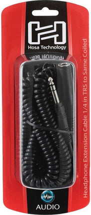 Hosa 1/4-In TRS to 1/4-In TRS Headphone Extension Coiled Cable, 25 Feet