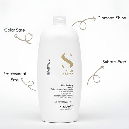 Alfaparf Milano Semi di Lino Diamond Illuminating Low Shampoo - Sulfate-Free - Vitamin-Rich for Gloss and Softness - Revitalizing Complex - 33.8 oz