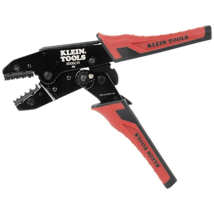 Klein Tools 3006CR Crimping Tool for Non-Insulated Terminals, Ratcheting Crimper, 10 to 22 AWG Stranded Copper Wire, Full-Cycle, 5-Cavity