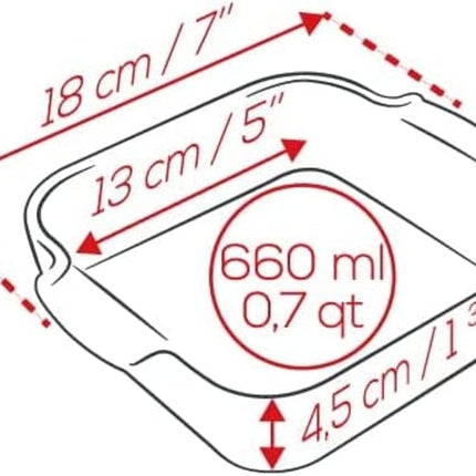 Peugeot Appolia Petite Square Baking Dish Red-7 x 5 x 2in