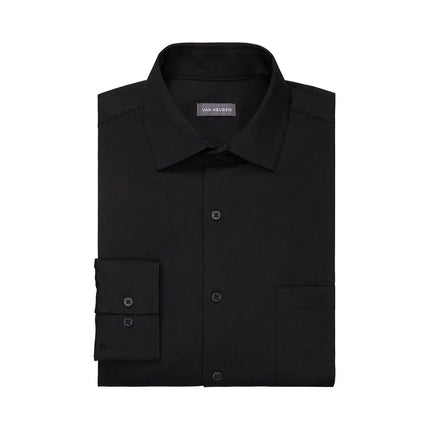 Van Heusen Men's Dress Shirt Regular Fit Stain Shield Stretch, Old Black, 14"-14.5" Neck 32"-33" Sleeve