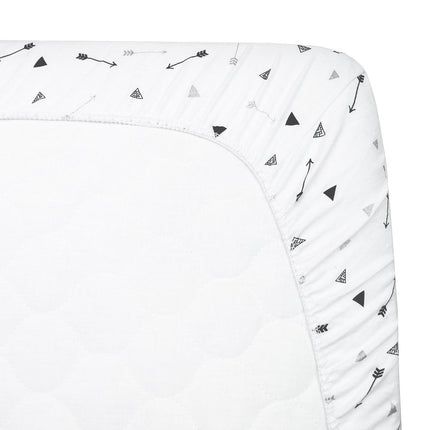 American Baby Company Sábana Ajustable de Punto de Jersey 100 % Algodón Natural Estampado para Pack N Play, Flecha Plateada Negra, Suave Transpirable, para Niños y Niñas