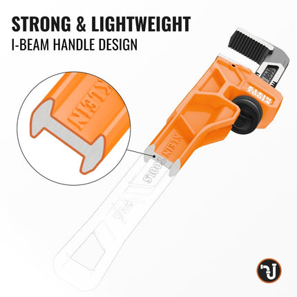 KLEIN TOOLS 68227 14-Inch Cast Iron Pipe Wrench, Heavy Duty Adjustable Plumbing Wrench with I-Beam Handle, 2-Inch Jaw Capacity