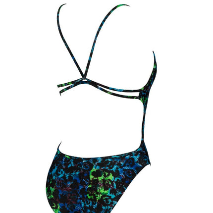 Arena Womens Print Lace Back MaxLife One Piece Athletic Training Swimsuit, Botanic, 22