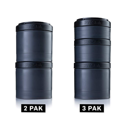 BlenderBottle ProStak Expansion 2 Pak (2x 250ml)| Twist n' Lock Storage Jars with Pill Tray | black