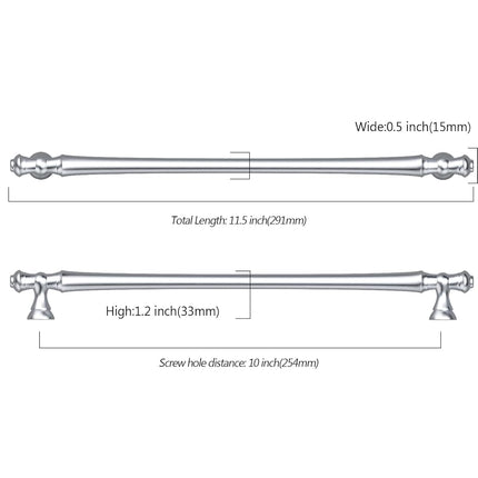 Asidrama 6 Pack 10 Inch(254mm) Polished Chrome Kitchen Cabinet Handles, Cabinet Pulls Kitchen Cabinet Hardware for Cupboard Drawer Pulls