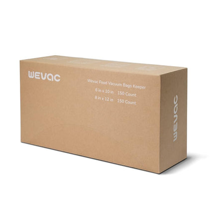 Wevac 6''x10'' & 8''x12'' 300 Count Food Vacuum Sealer Bags Keeper, PreCut Quart, Ideal for Food Saver, BPA Free, Commercial Grade, Great for storage, meal prep and Sous Vide