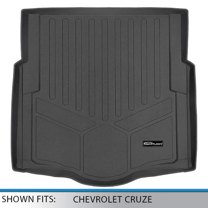 SMARTLINER All Weather Custom Cargo Liner Trunk Floor Mat Black for 2016-2019 Chevrolet Cruze Sedan with Spare Tire