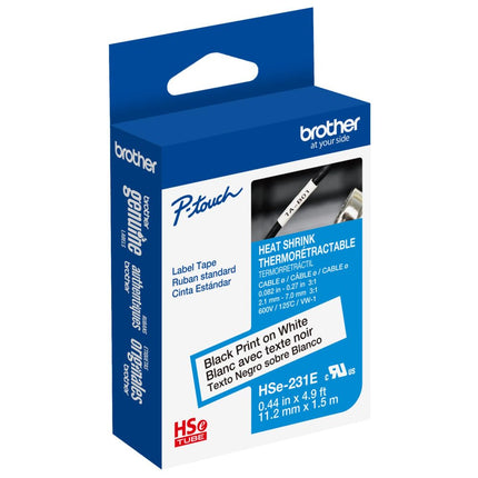 Brother HSe631E 11.2mm (0.44in) Black on Yellow 3:1 Heat Shrink Tube