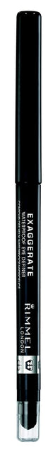 Rimmel Exaggerate Eye Definer, Blackest Black, 1 Count, Waterproof Long Lasting Easy Twist Up Self-Sharpening Eye Color Pencil