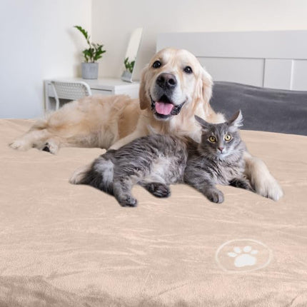 Petmaker Waterproof Blanket for Dogs and Cats - Reversible 50x60 Throw for Couch, Bed, or Car Protection Against Spills, Stains, and Pet Fur (Tan)