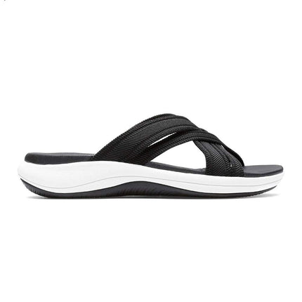 Clarks Women's Mira Isle Slide Sandal, Black Texti