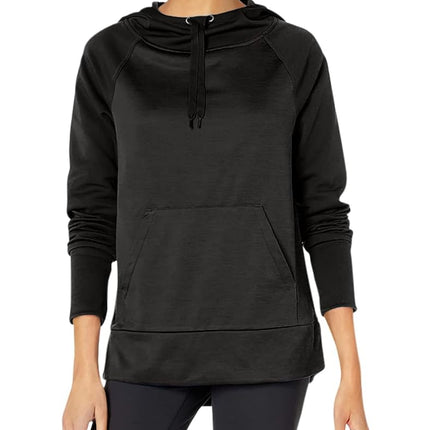 Hanes Women's Sport Performance Fleece Pullover Hoodie, Black Solid/Black Heather, S