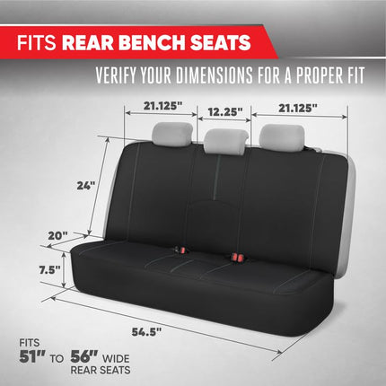 Motor Trend M314 Black/Gray Two Tone Premium Front Seat Covers with Waterproof Rear Protector – Universal Fit with Extended Bench Side Coverage for Car, Truck, Van, and SUV