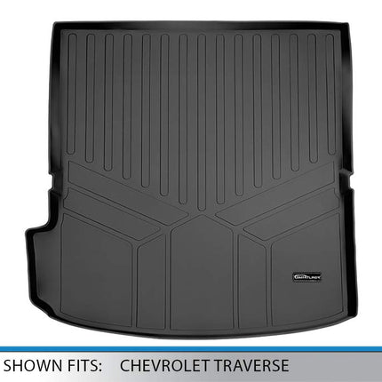 SMARTLINER All Weather Custom Fit Cargo Trunk Liner Floor Mat Behind 2nd Row Black for 2018-2019 Chevrolet Traverse