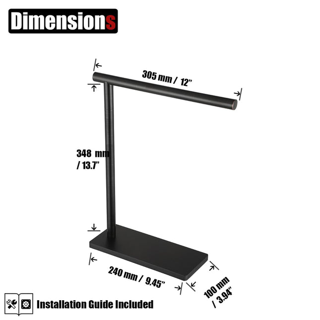 JQK Hand Towel Holder Stand, Towel Rail Oil Rubbed Bronze, Modern Tree Rack Free Standing for Countertop with 12 Inch Bar, 304 Stainless Steel ORB, HTT170-ORB
