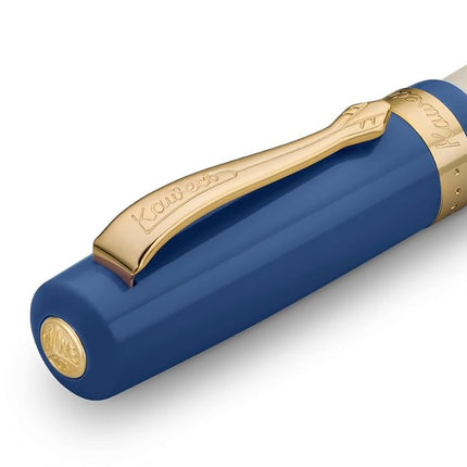 Kaweco STUDENT 50's Rock Fountain Pen I Premium Acrylic Fountain Pen for Ink Cartridges I Nostalgic Fountain Pen in Blue and Cream with Golden Details I Student Pen 16 cm I Nib: BB (Extra Broad)