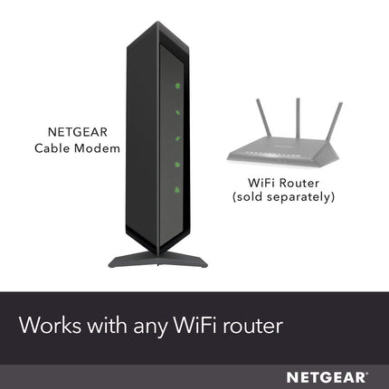 Módem de cable Netgear CM400 8 x 4 DOCSIS 3.0, velocidades de descarga máximas de 343 Mbps. Certificado para Xfinity por Comcast, Time Warner Cable, Cox, Charter y más (CM400-1AZNAS), Negro