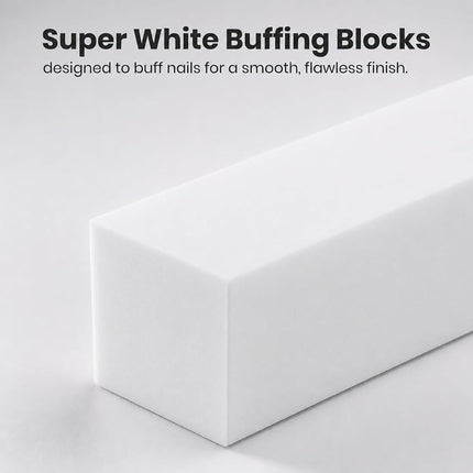 ForPro Professional Collection Buffing Block, Super White, 180/240 Grit, Four-Sided Manicure and Pedicure Nail Buffer, 3.75" L x 1" W x 1" H, 20-Count