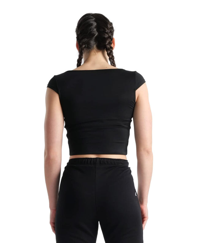 ARENA Women's Icons Bra Top Solid T-Shirt, Black-White-Black, S