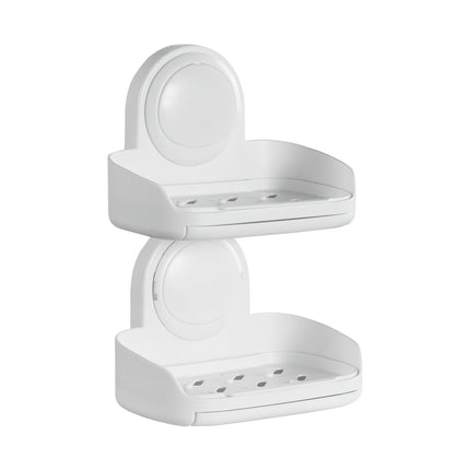 VEVOR Porte-Savon pour Douche, Double Couche avec Ventouse, Fixation Murale SANS Perçage, Porte-Savon et Éponge à Forte Succion, Économiseur de Savon Auto-Drainant, pour Douche, Salle de Bain, Baignoire, Cuisine, Amovible