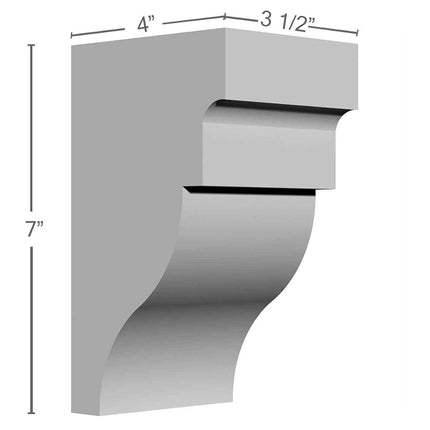 Ekena BKT03X04X07WG 3 1/2" W x 4" D x 7" H Wigan Bracket, Primed