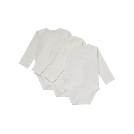 Hanes Lot de 3 bodies unisexes à manches longues Pure Comfort pour bébé, garçons et filles, Blanc 002, 12 mois